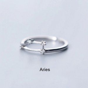 925 Sterling Silver Zodiac Resizable Ring-Aries